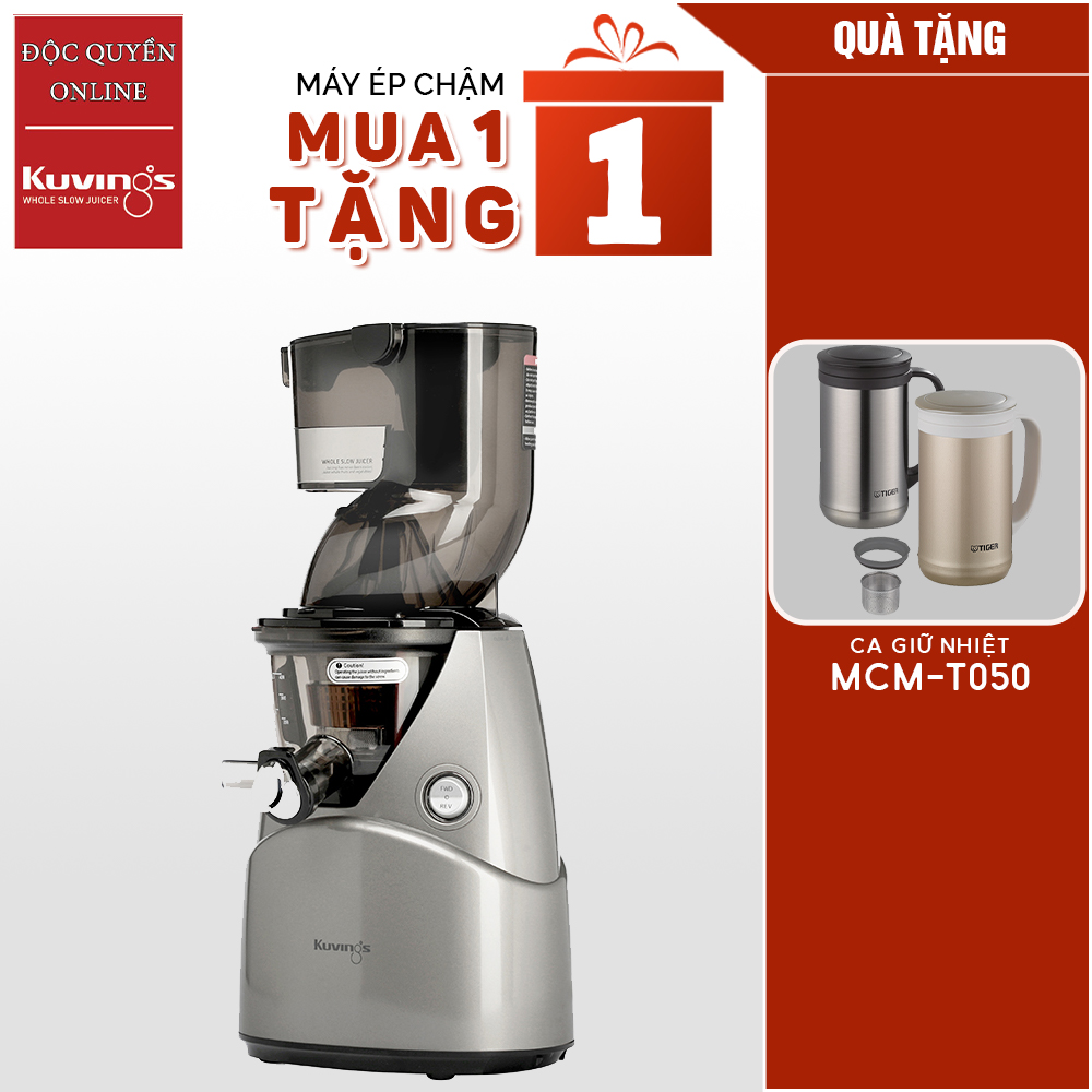 Máy ép trái cây tốc độ chậm Kuvings NS-924CBC2 (400ml) Màu Bạc - TẶNG CA GIỮ NHIỆT TIGER MCM-T050 - Hàng chính hãng