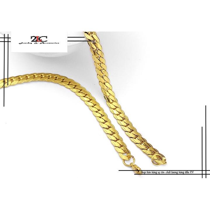 Dây Chuyền Nam Inox Kiểu Lặc 9mm Chạm Khắc 2 Bên Mạ Vàng Thép Không Gỉ- DCNQC07