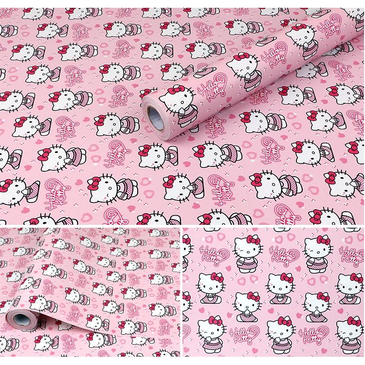 Combo 10 mét giấy dán tường, decal dán tường trang trí nhà cửa KITTY DỄ THƯƠNG khổ 45cm