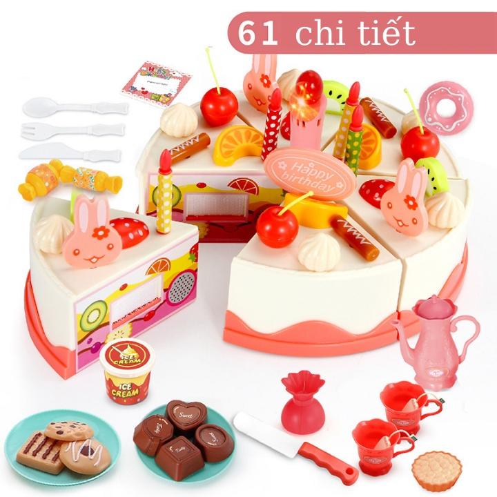 Đồ chơi BÁNH SINH NHẬT có đèn phát sáng, phát nhạc cho bé bằng nhựa PP an toàn làm quà tặng