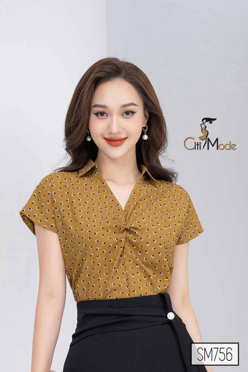 Sơ mi công sở nữ CITI MODE FASHION màu vàng thiết kế phối tay cánh dơi SM756