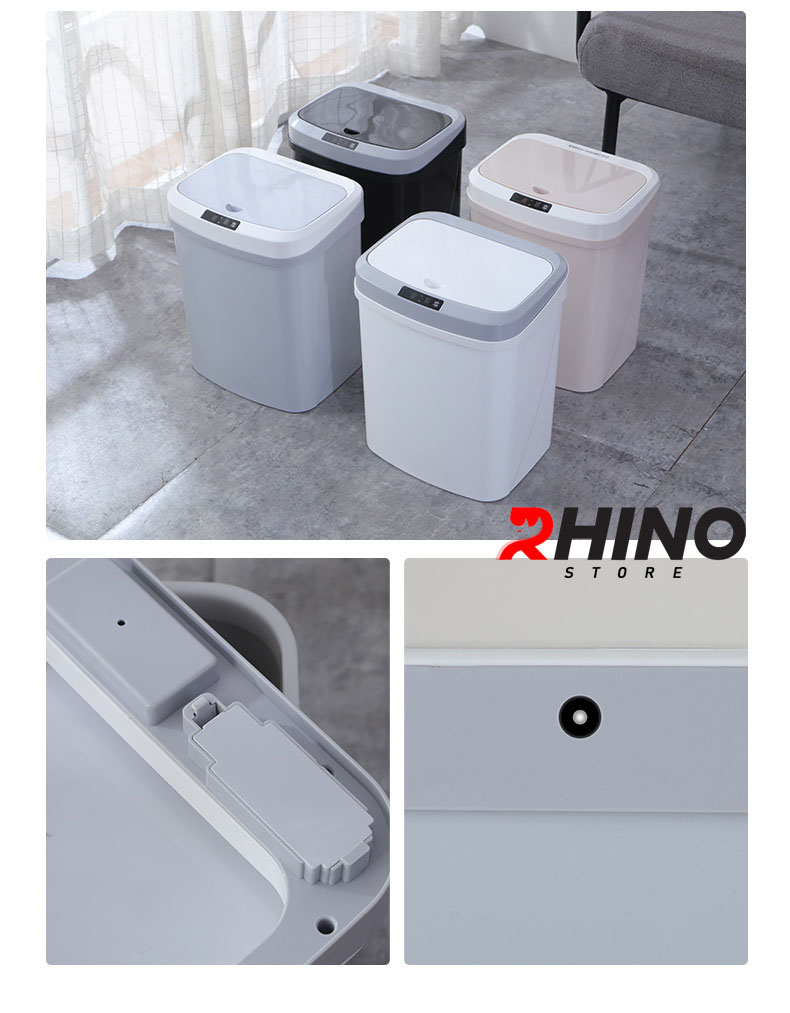 Thùng rác cảm ứng thông minh Rhino TR101 thể tích 16L có nắp đóng mở tự động - Hàng chính hãng