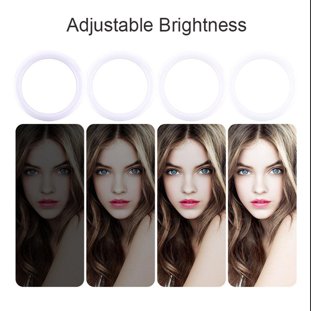 10inch/26cm RGB Ring Light LED Fill-in Light Dimmable 3500K-6500K USB Powered with Ballhead Adapter Phone Holder 55cm