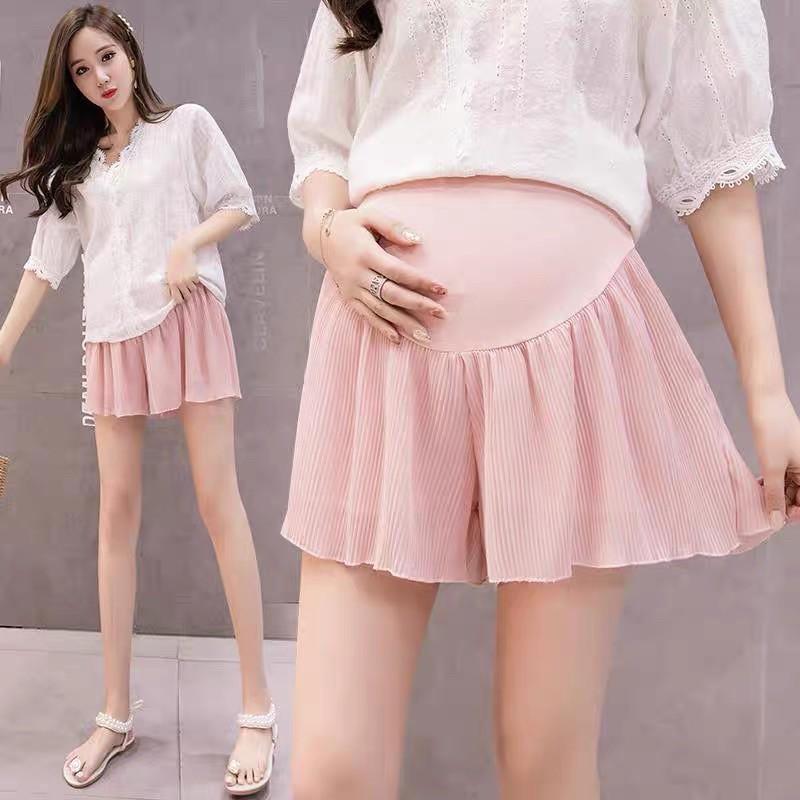 Set đồ bầu áo trắng+ quần xếp li 2 lớp siêu mát nhẹsẵn quần hồng xl