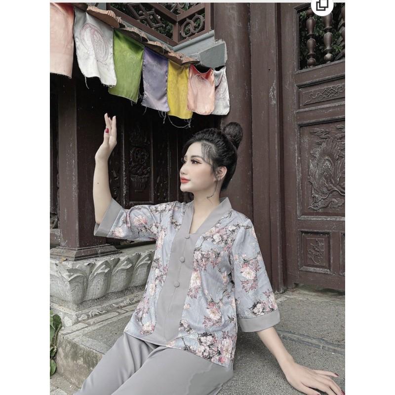 BPT210 SET BỘ LỤA PHẬT TỬ CỔ TIM CHO NỮ
