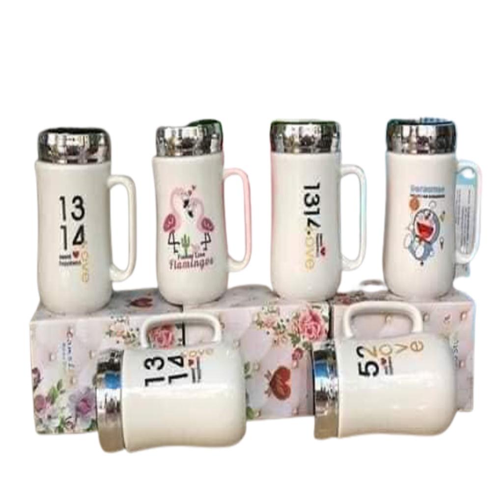 Cốc sứ giữ nhiệt,tách uống nước giữ nhiệt cao cấp nắp tráng gương