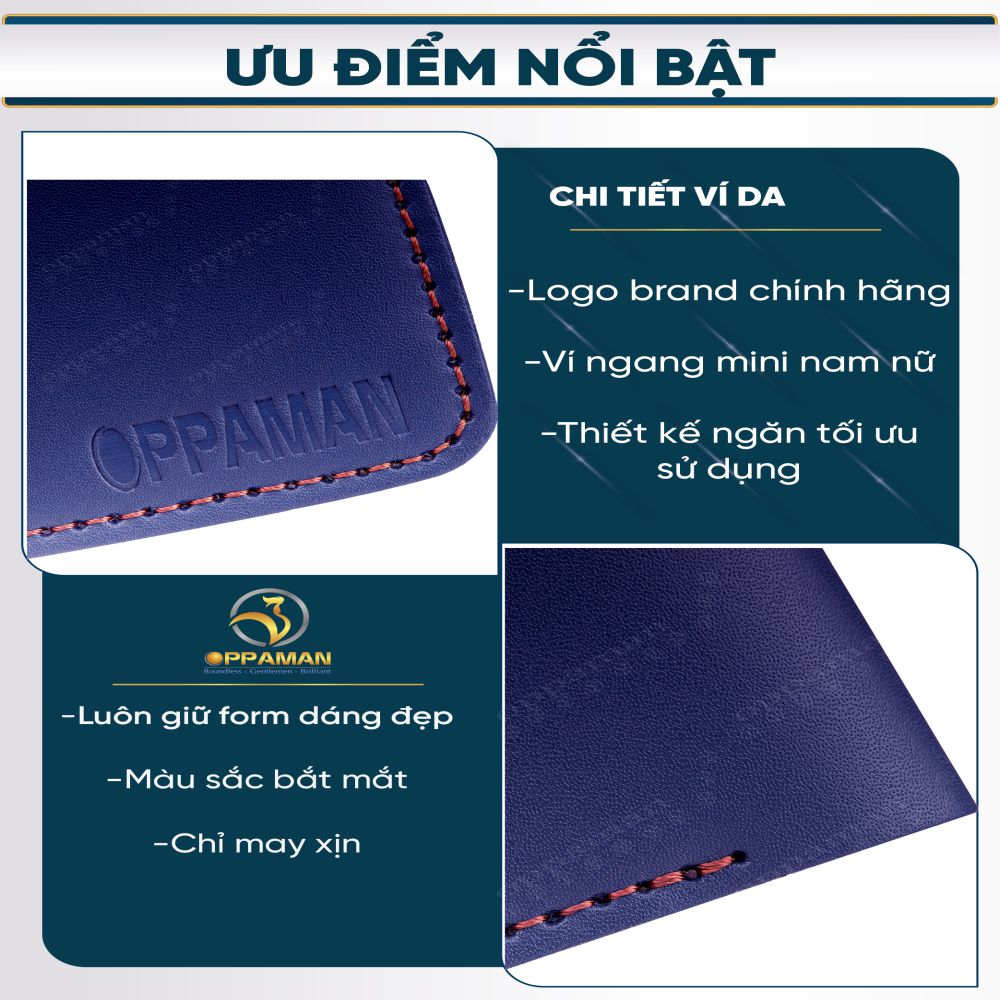 Ví nam da bò nappa Oppaman chuẩn hand made cao cấp OV1- 2 màu