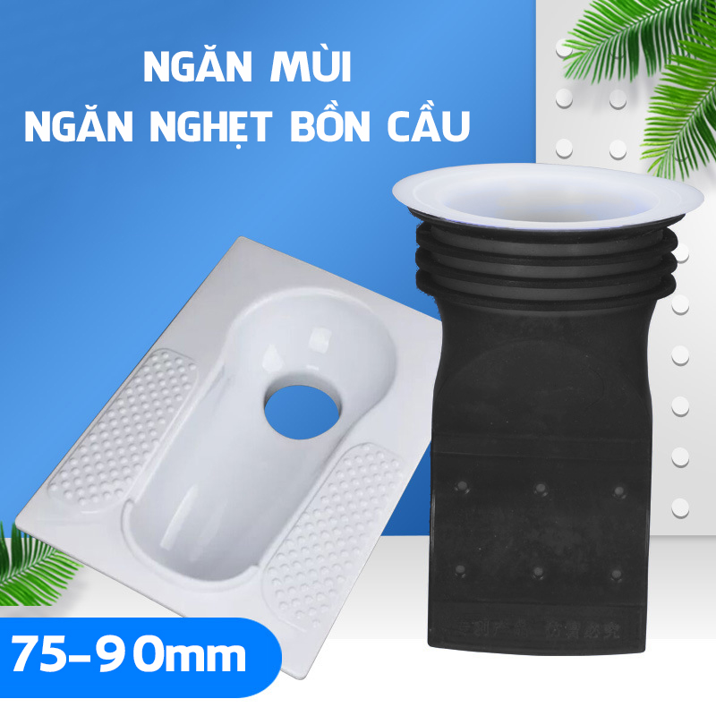 Phụ Kiện Ống Phễu Lắp Thoát Sàn Bồn Cầu Ngăn Chống Mùi Nước Cống Hôi Vi Khuẩn Côn Trùng Thâm Nhập - Đen - 75-90mm