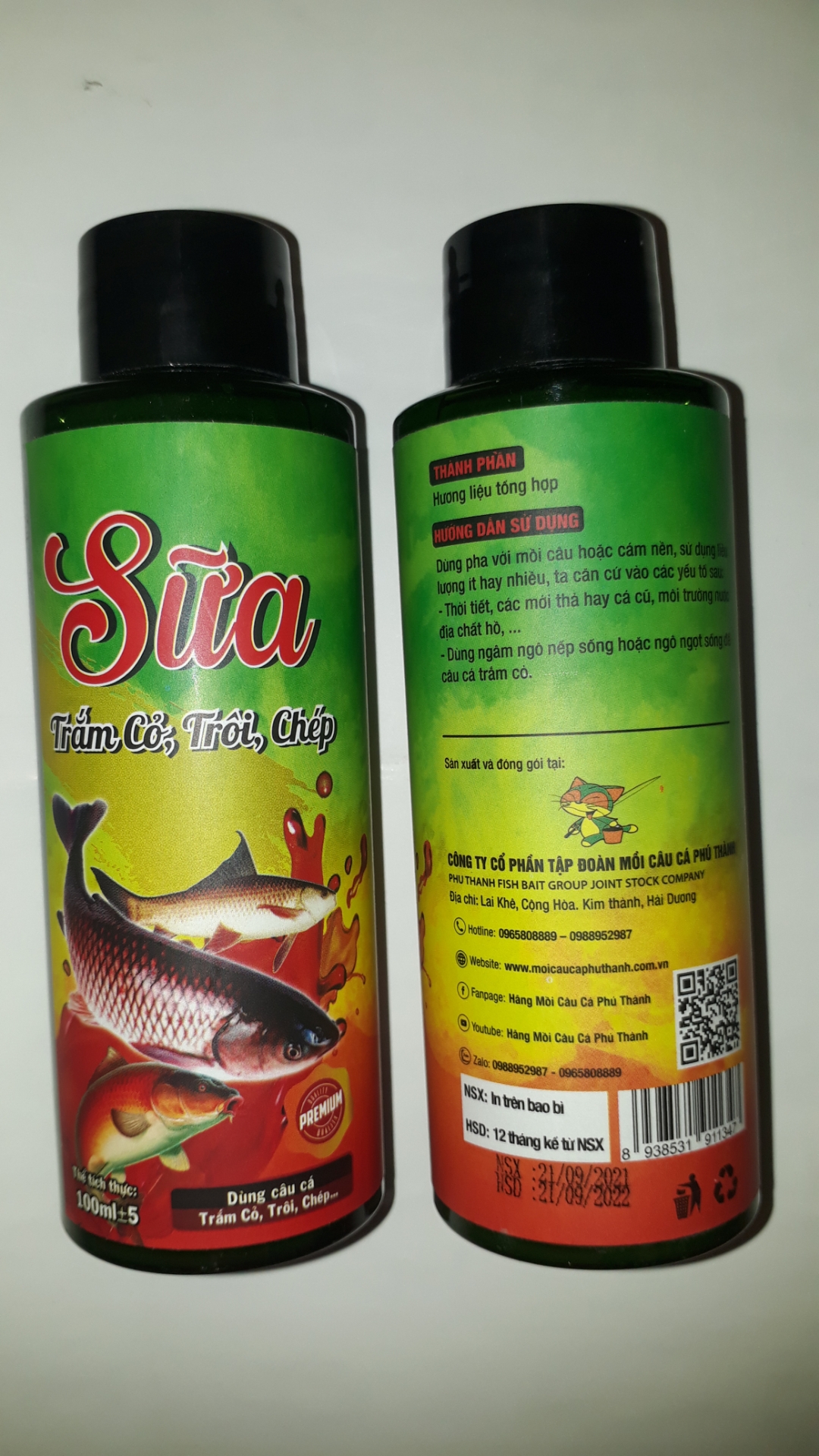 Combo gồm Mồi Câu Cá Chép,Trắm Cỏ-Chép và Tinh Mùi Sữa Trắm _trôi _chép, Hãng Phú Thành