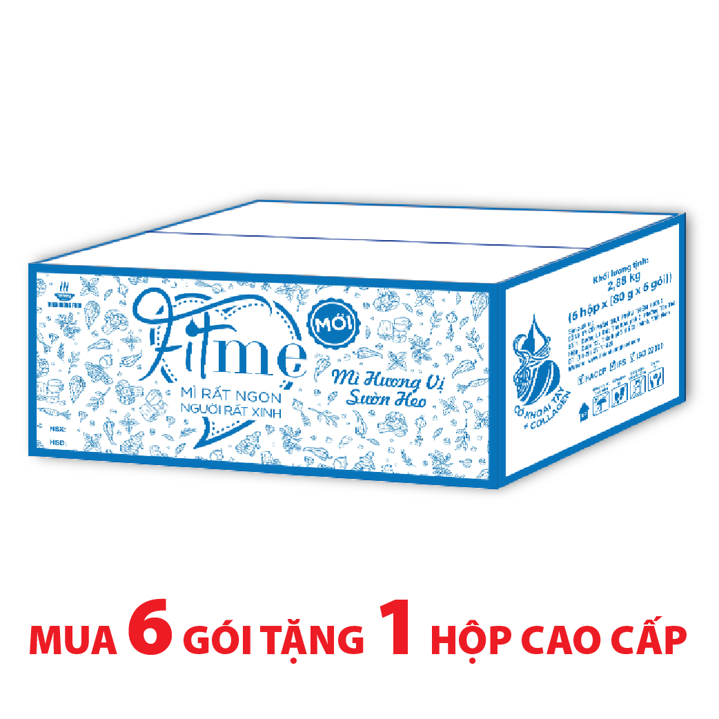 Thùng 36 Gói Mì Sườn Heo Fitme Có Bổ Sung Collagen 80g/gói