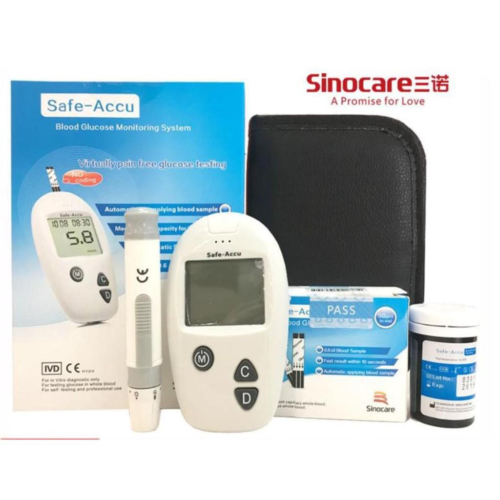 Combo Máy tiểu đường Safe Accu,Tặng 100 test và 100 kim, có tem niên phong