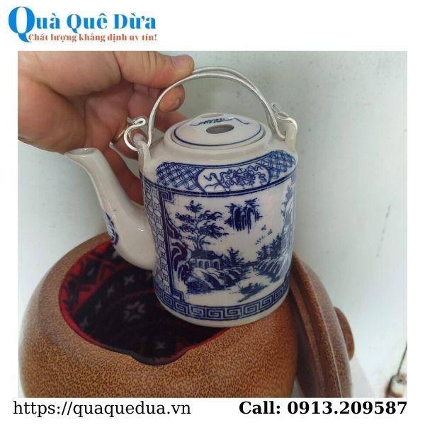 Bình Giữ Ấm Trà Gỗ Dừa Khắc Hoa Văn Lồng Chữ Lộc Và Bình Trà 700 - 950ml - - Sản Phẩm Được Sản Xuất Tại Bến Tre