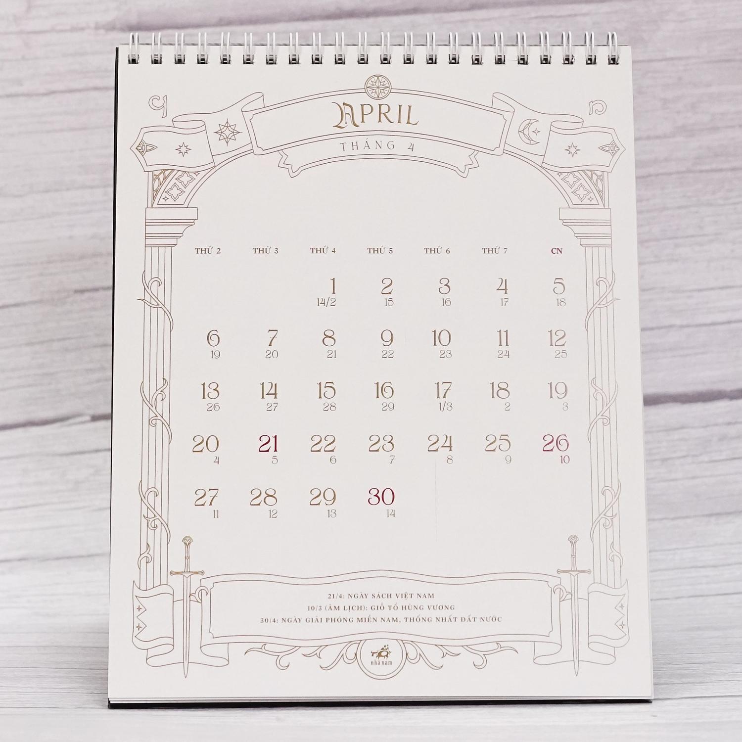 Lịch Để Bàn 2026 - Vùng Đất Kỳ Ảo - Hành Trình Qua Trung Địa