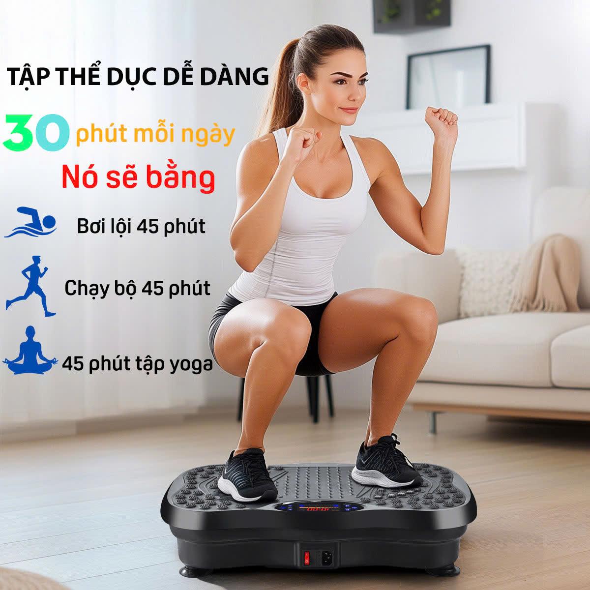 Máy Rung Lắc Toàn Thân GDV Giảm Béo Hiệu Quả, Thiết Bị Giảm Cân, Máy Giảm Mỡ Bụng Có loa bluetooth nghe nhạc, kèm điều khiển - Hàng Chính Hãng