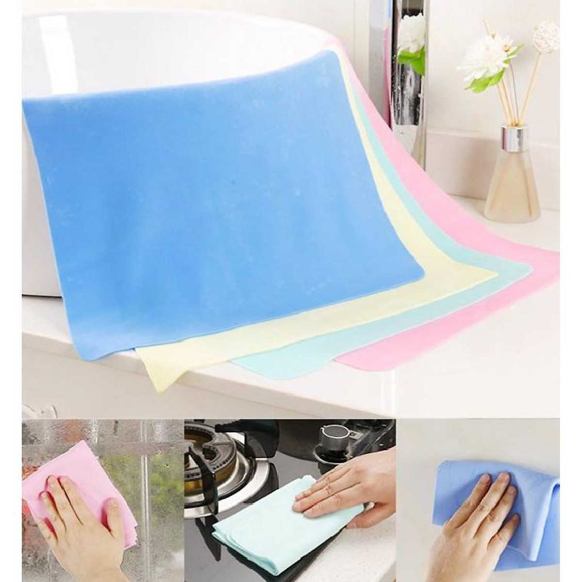 Khăn lau cao su đa năng có hộp đựng lau xe ô tô tắm thú cưng