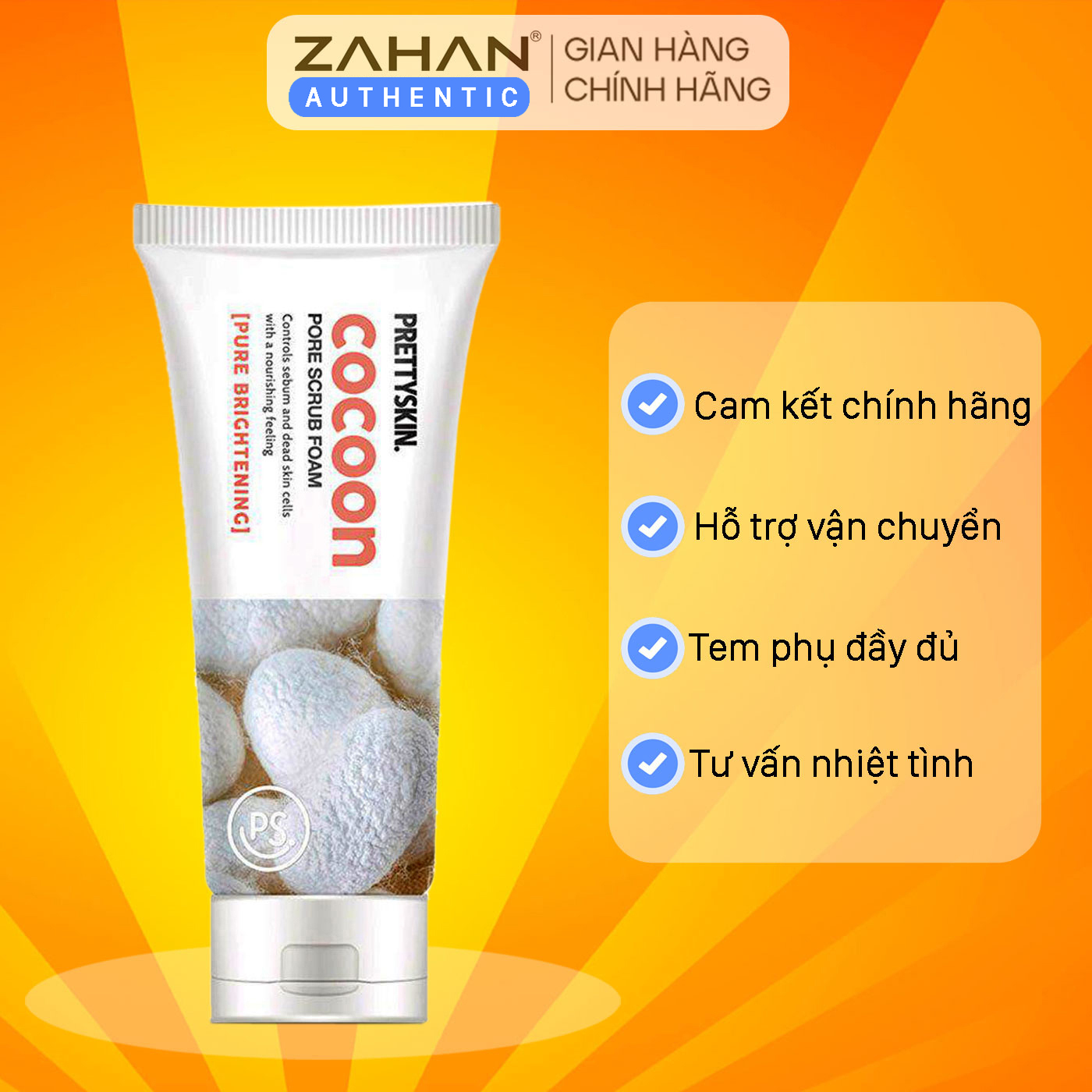 Sữa rửa mặt tẩy da chết kén tằm Cocoon Scrub Foam Prettyskin 150ml
