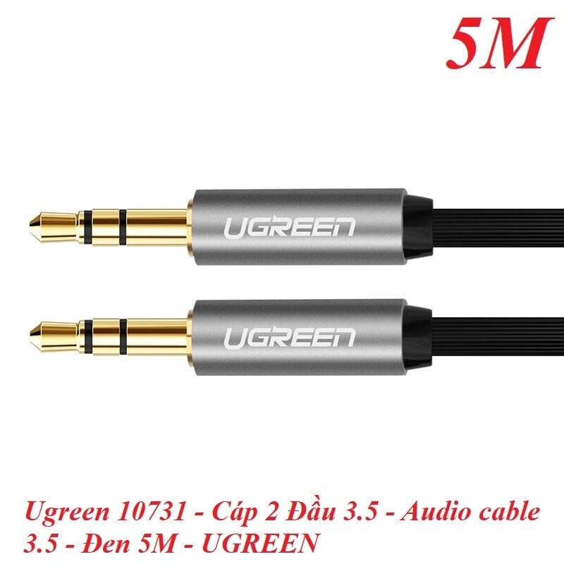 Ugreen UG10731AV119TK 5M màu Đen Cáp âm thanh 2 đầu 3.5mm dương dây dẹt - HÀNG CHÍNH HÃNG