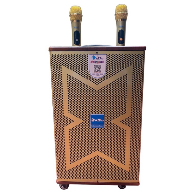 Loa Kéo Di Động Karaoke Công Suất Lớn Azpro 1095A Bass 25cm Có Reverb Tặng Kèm 2 Mic Chống Rú Cực Tốt Hát Liên Tục 5h - Hàng Chính Hãng