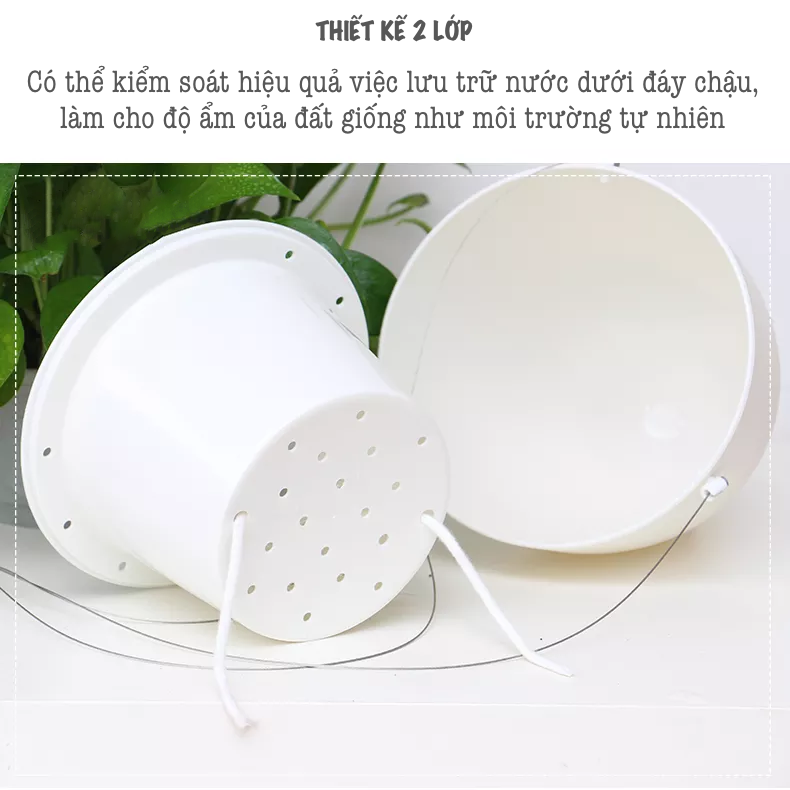 Chậu cây treo ban công Oliz D09 - Chậu trồng cây thông minh tự tưới