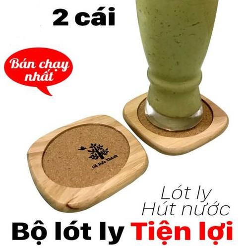 Miếng Lót Ly (Cốc) Cao Cấp Hình Bầu, Có Miếng Bần Thấm Nuớc, Khay Đựng Ly Gỗ Trang Trí, Đế Lót Ly - Bộ 2 Cái