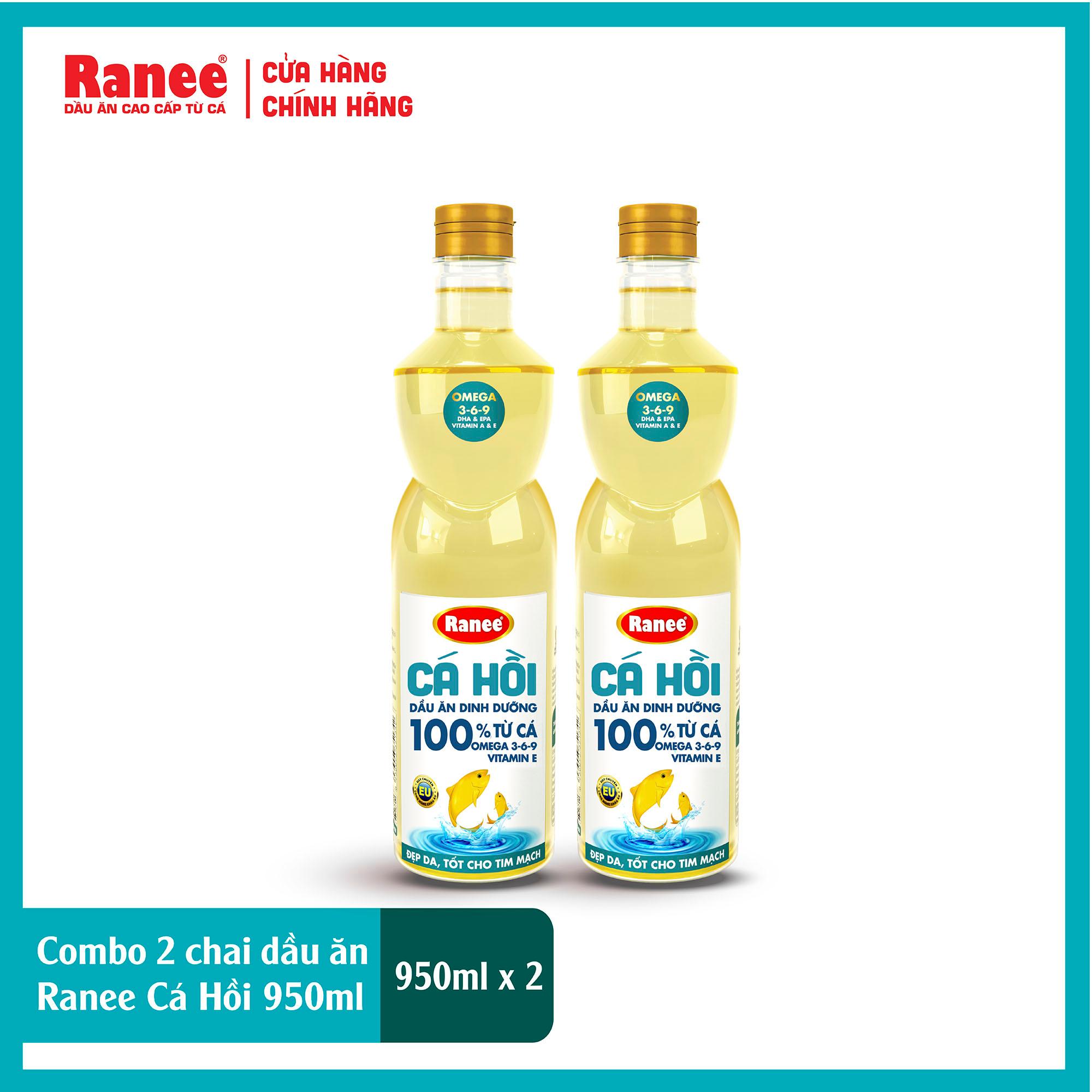 Combo 2 chai dầu ăn dinh dưỡng Ranee Cá Hồi 950ml