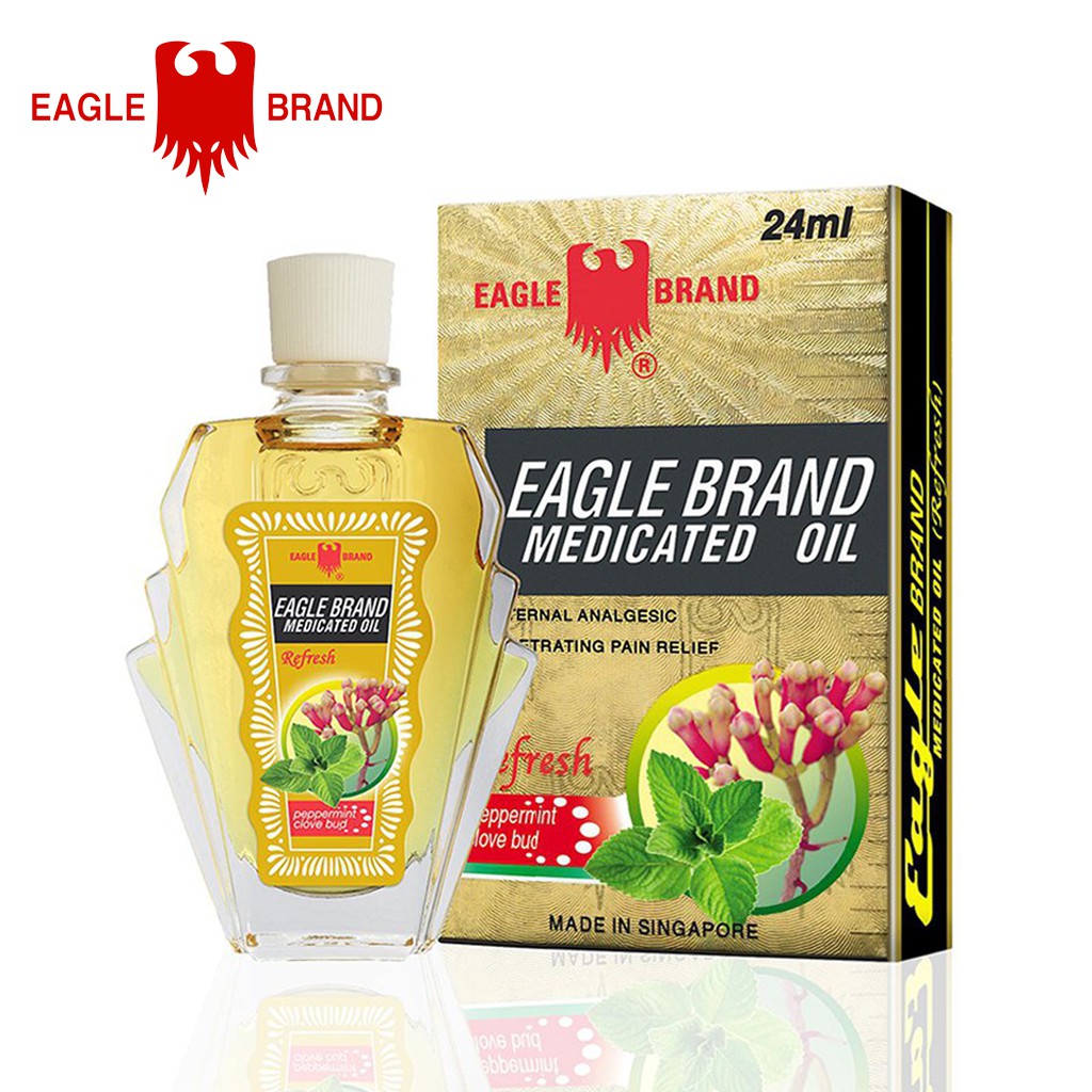 Dầu Gió Con Ó Singapore Xanh - Trắng - Vàng Chai 24ml
