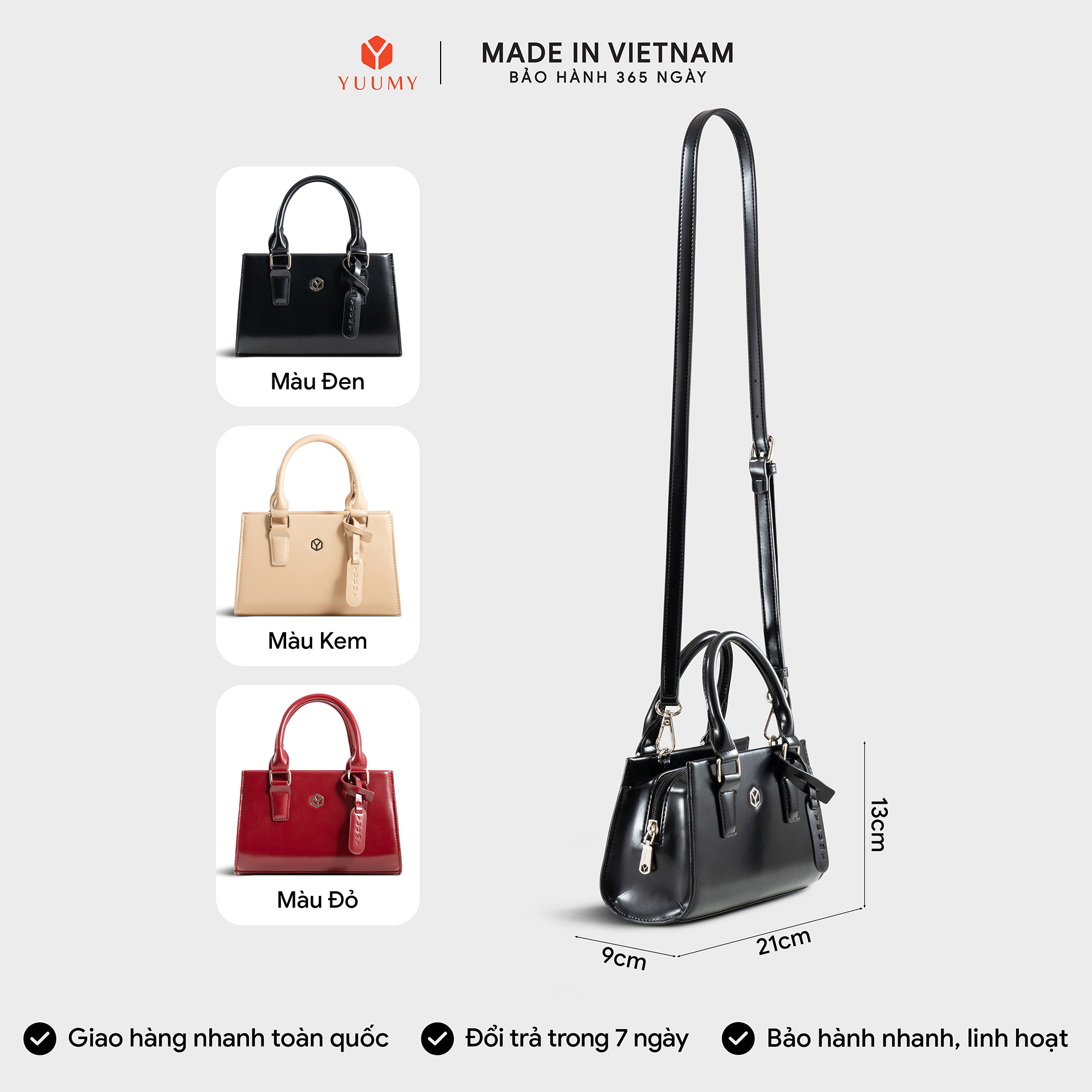Túi Yuumy ( Thời trang nữ da trơn sành điệu size 21 - Túi đeo chéo da Smooth YN343 )