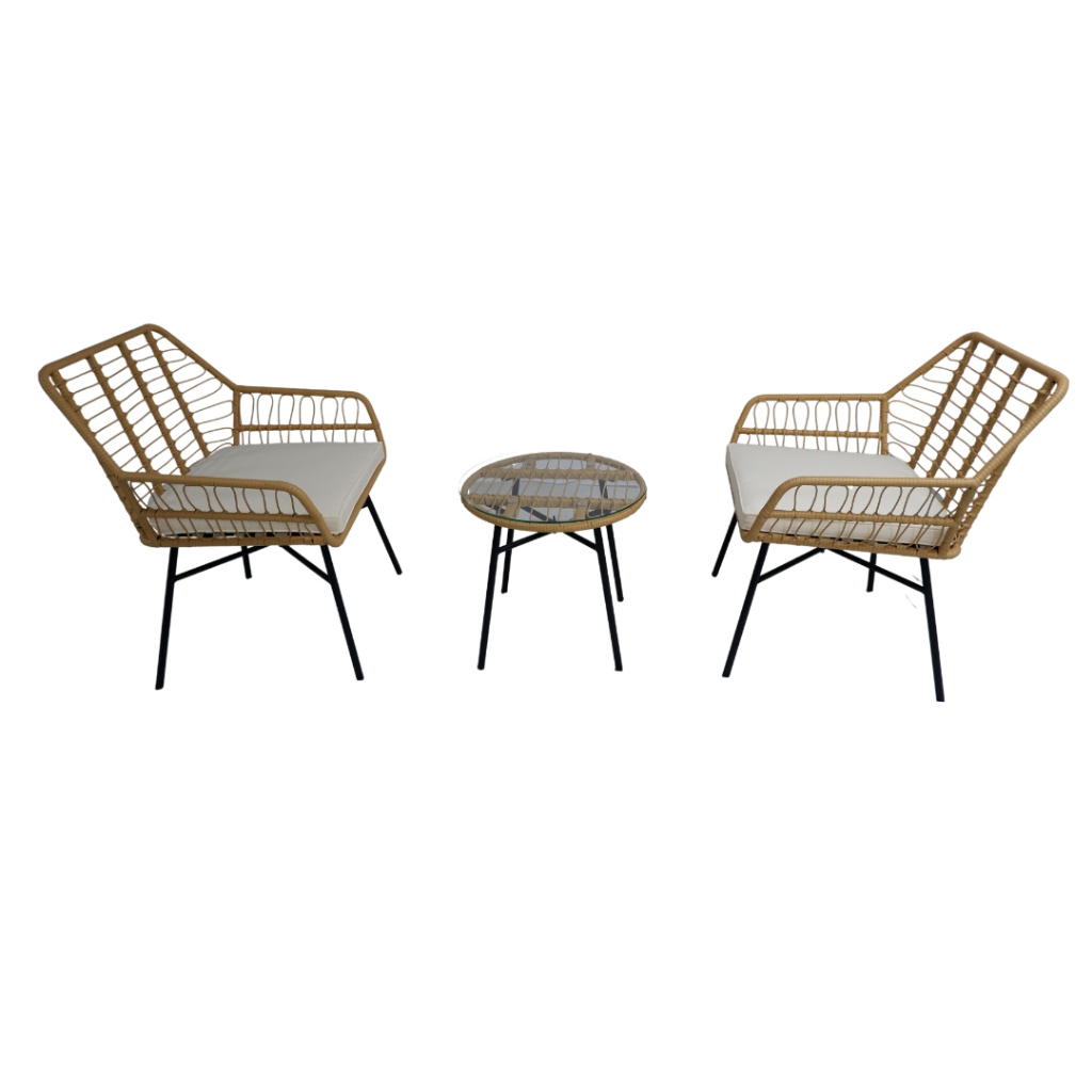 WEGO Bộ bàn ghế ban công - sân vườn - cà phê 2 người ngồi hiện đại// 2 seater rattan outdoor chair and table - Bistro set