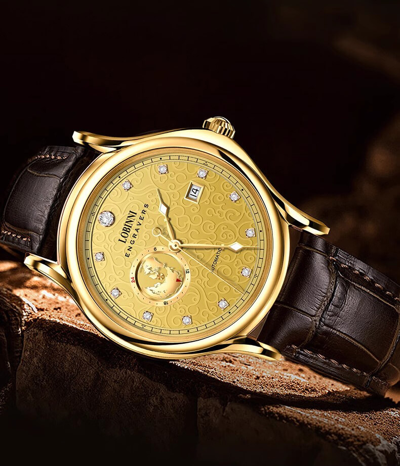 Đồng hồ nam chính hãng LOBINNI L1889-5 Kính sapphire,chống xước,Chống nước,BH 24 tháng,Máy cơ ,dây da xịn