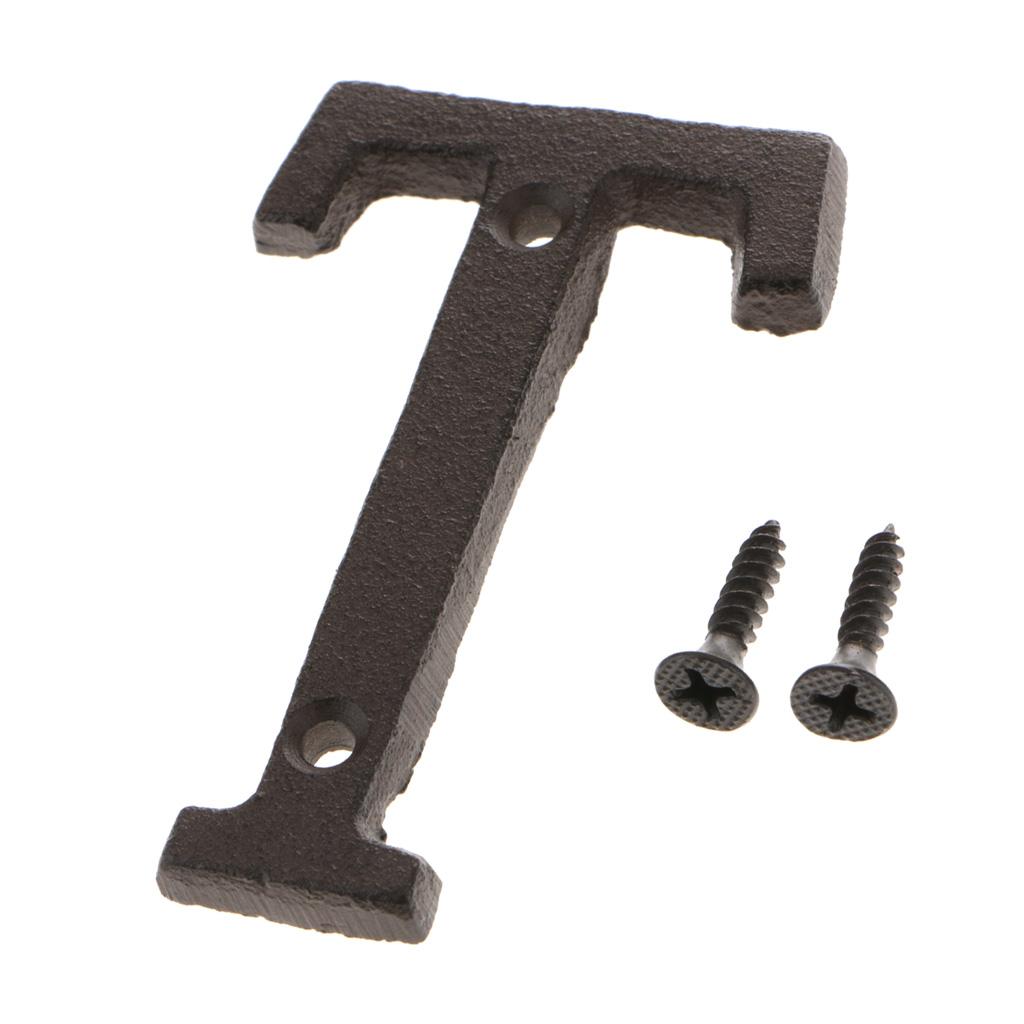 2Pcs Letter T & O Rustic Cast Iron Home House Letter Black Easy Install
