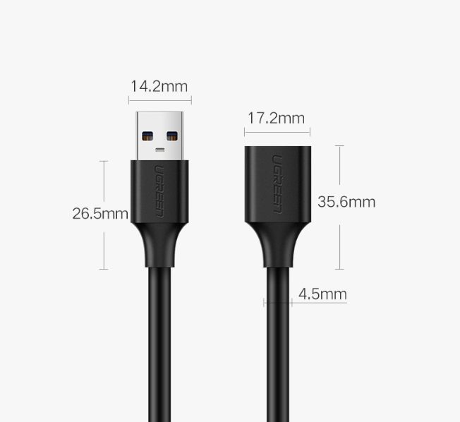 Cáp Nối Dài Ugreen USB 2.0 10313 dài 0.5m - Hàng Chính Hãng