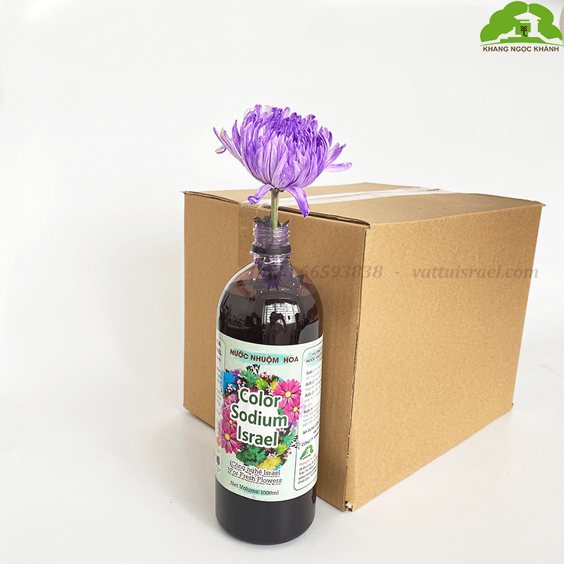Màu Nhuộm Hoa Cắt Cành Công Nghệ Israel The Color Sodium (chai 1.000ml màu tím violet) không phải là thuốc nhuộm hoa mà là chế phẩm sinh học an toàn dùng đổi màu hoa tươi tại nhà