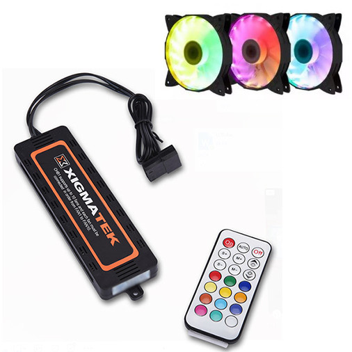 Bộ 03 chiếc (EN40216) Quạt dùng cho máy tính Xigmatek CH120, RAINBOW RGB &amp; 01 bộ (EN41107) Bảng điều khiển dùng cho quạt máy tính CBR1 ( control box +Remote)