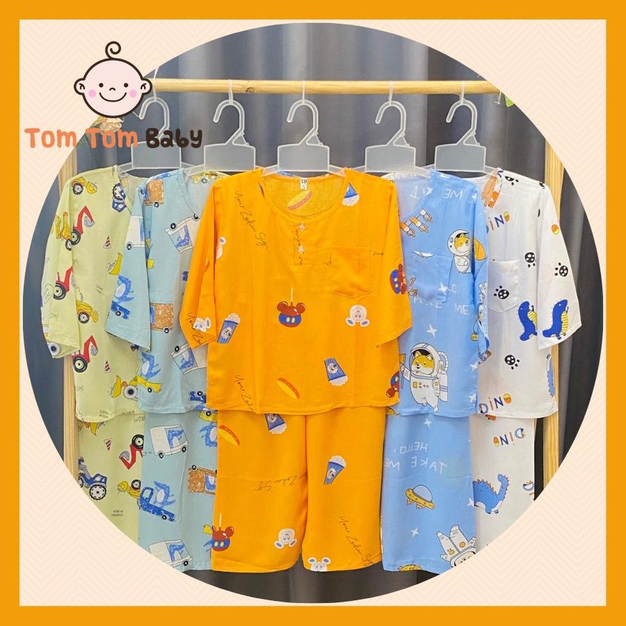 Bộ (1 bộ) đồ ngủ bé Trai vải Tôn Tay Dài loại 1 - Nhiều size 1-14 cho bé 5-45kg | đồ bộ bé Trai | đồ tôn bé trai