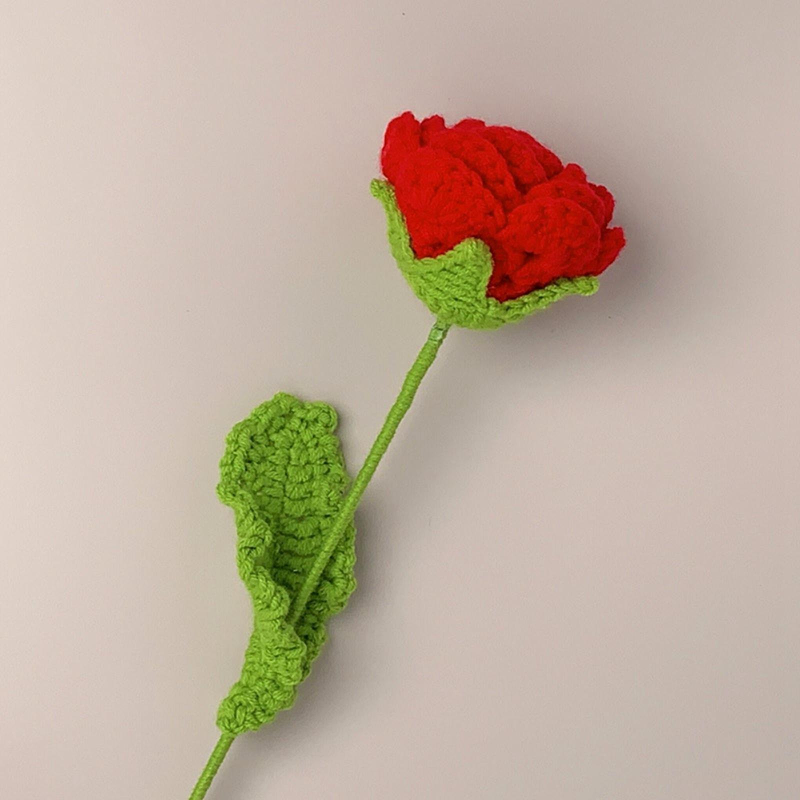 Crochet Rose Flower Knitted Flower for Wedding Anniversaries Romantic Gift