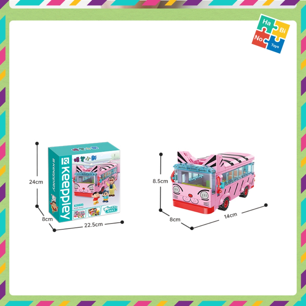 Keeppley Shin Cậu Bé Bút Chì Đồ Chơi Lắp Ráp Xếp Hình Xe Bus Mèo K20605