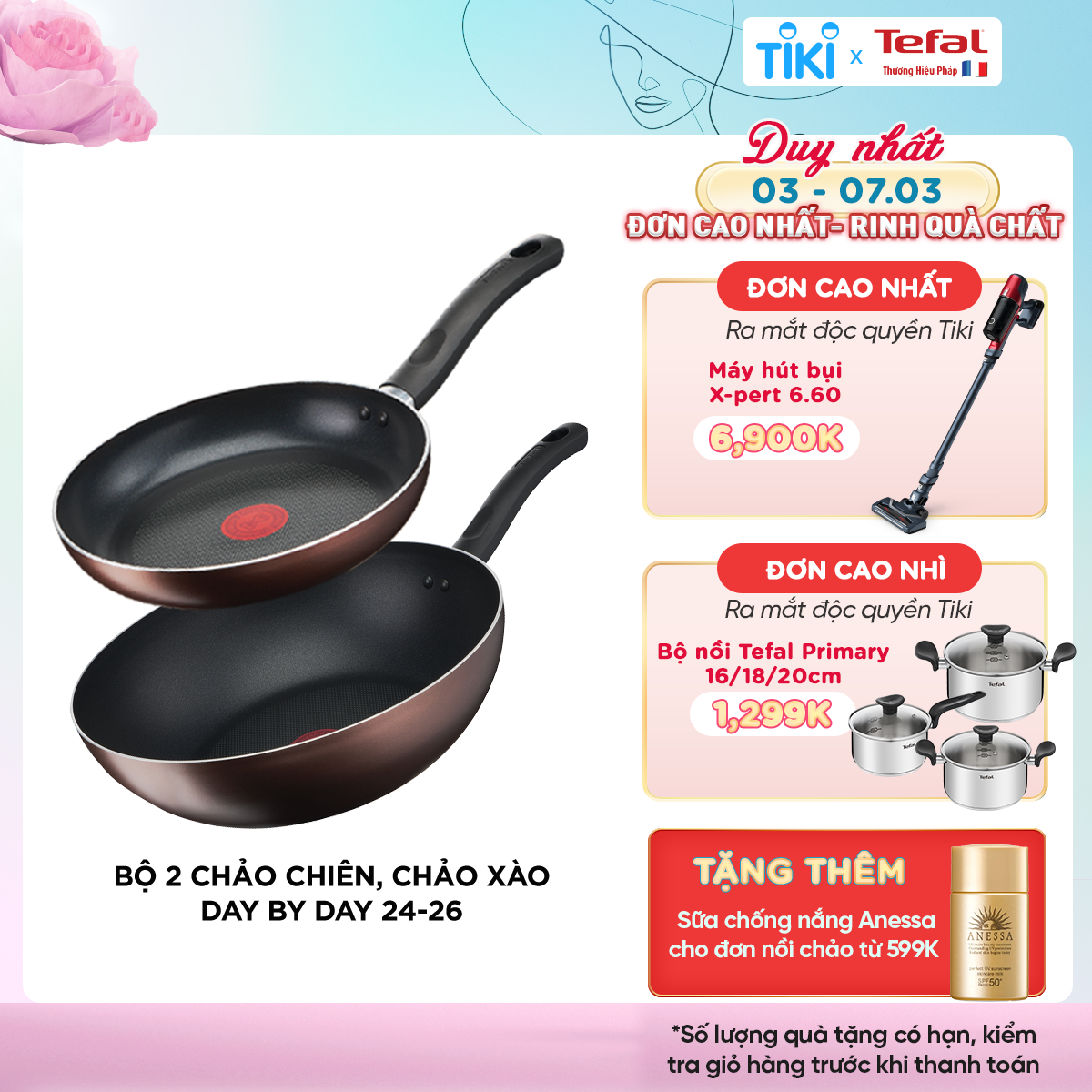 Bộ 2 chảo chống dính đáy từ Tefal Day by Day dùng cho mọi loại bếp (24cm, 26cm) - Hàng chính hãng