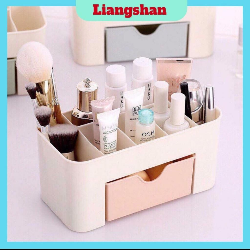 Kệ mỹ phẩm mini 1 tầng 6 ô và 1 ngăn kéo tiện lợi nhỏ gọn, thẩm mỹ cho bàn trang điểm