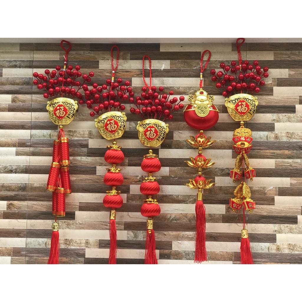 Dây treo - Liễng treo nhiều hìnht nhung đỏ trang trí tết dài 70cm