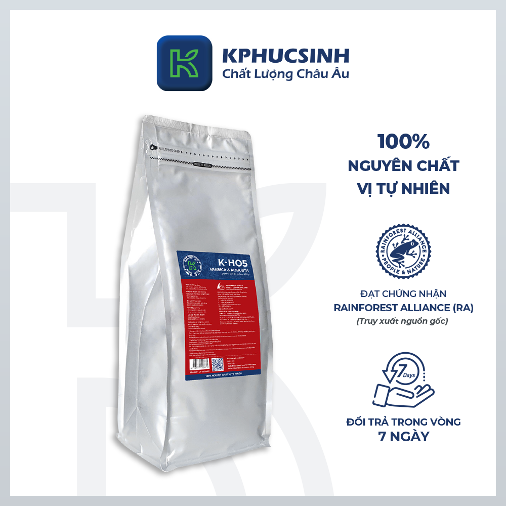 Cà phê hạt rang K Coffee 100% Robusta Arabica nguyên chất cà phê đậm vị K-HO5 (1000g/Túi)