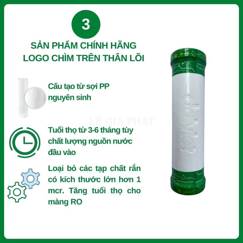 COMBO 3 LÕI LỌC NƯỚC SỐ 3 PP 10&quot; 1 MICRO - HÀNG CHÍNH HÃNG