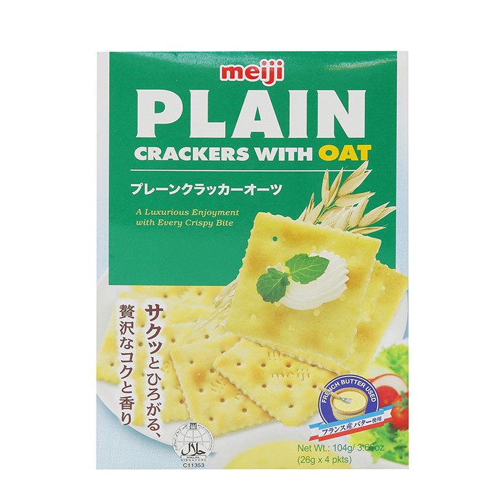 Bánh Meiji Plain Crackers With Oat 104gr