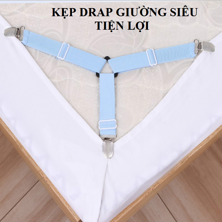 Bộ 4 dây Kẹp drap 3 chấu Inox Cố Định Ga Giường, Drap Giường, Tấm Trải Giường Chống Xê Dịch Chịu Lực Tốt GD430-KDrap-3chau (giao ngẫu nhiên)