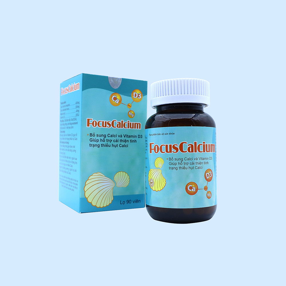 Combo 2 Hộp Viên Uống Canxi Cho Người Lớn Focuscalcium - Giúp Bổ Sung Canxi D3 Magie, Tăng Chiều Cao, Bổ Sung Canxi Cho Mẹ Bầu, Người Thiếu Hụt Canxi . Hàng Chính Hãng. Lọ 90 Viên