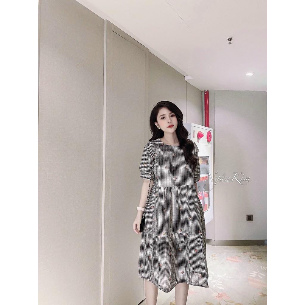 Váy bầu kẻ sọcthiết kế sang chảnh mặc đi làm đi chơi đều được