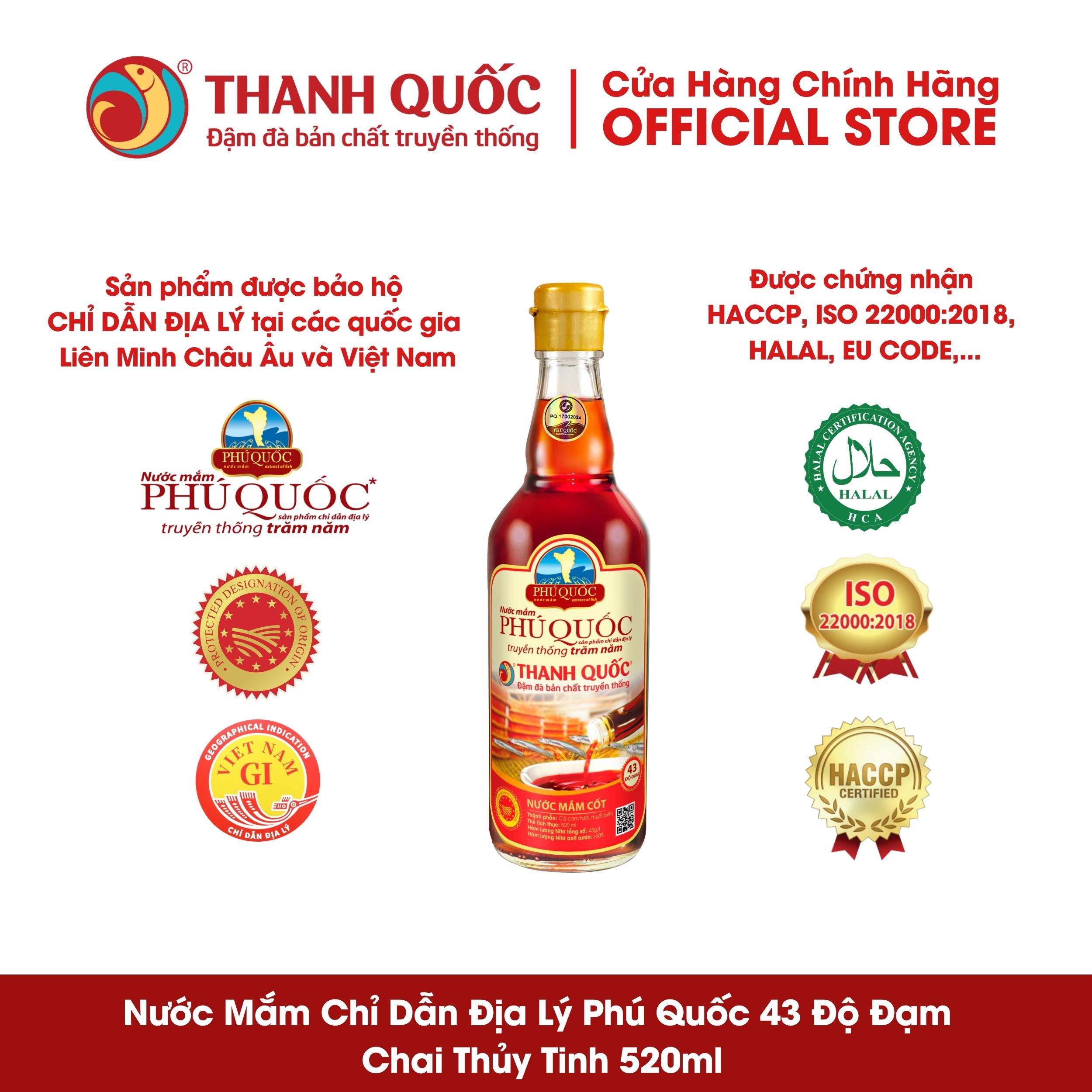 Nước Mắm Chỉ Dẫn Địa Lý Phú Quốc - Thanh Quốc 43N - 520ml