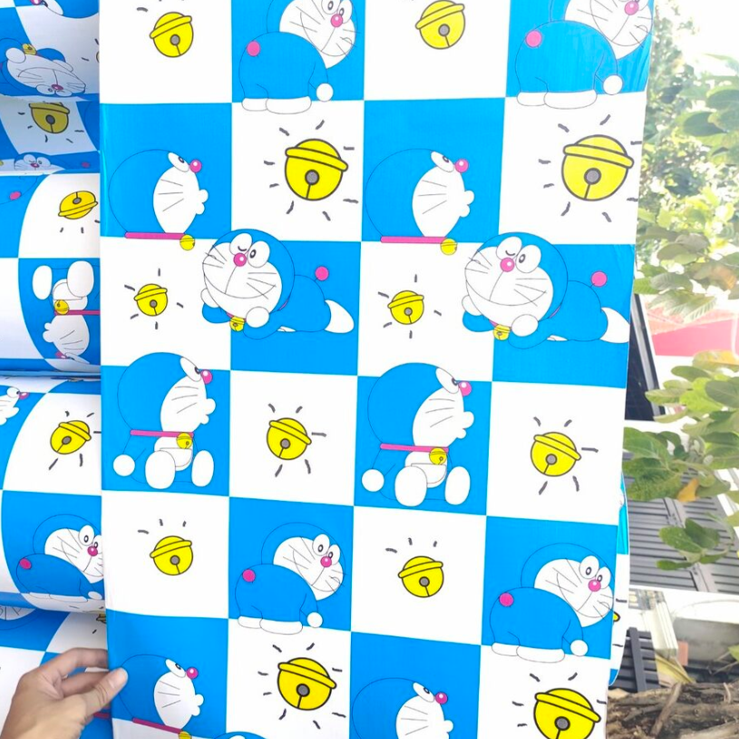 Combo 10 mét giấy dán tường, decal dán tường trang trí nhà cửa MON Ô TRẮNG XANH khổ 45cm