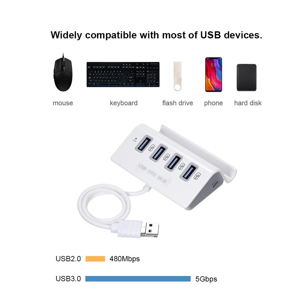 USB OTG HUB đầu đọc thẻ 4 trong 1 Hub USB3.0 Multi Spliter cho máy tính xách tay PC