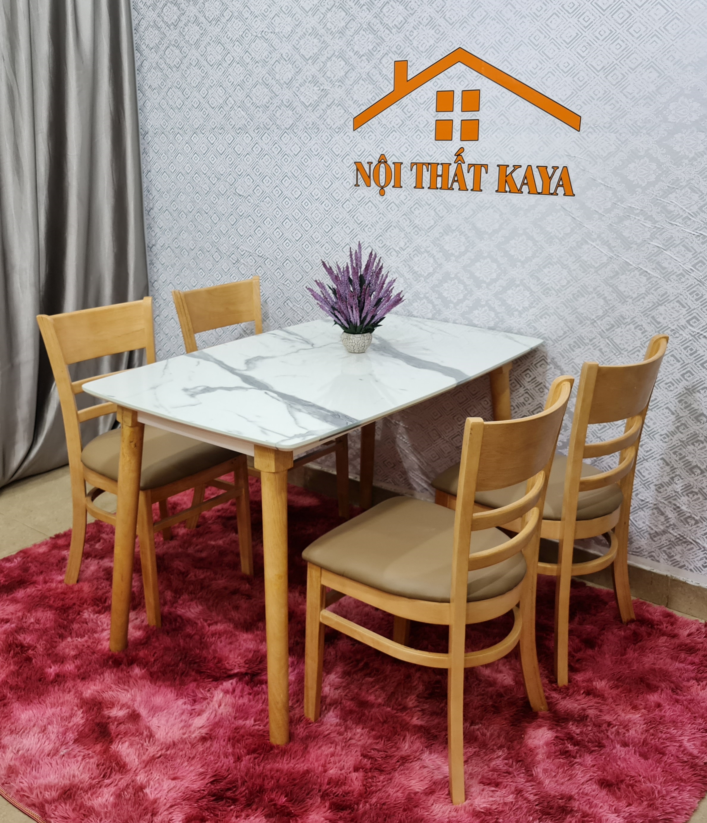 bàn ăn cabin giả đá 4 ghế