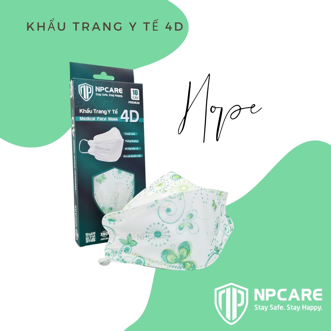 Khẩu trang y tế 4D NPCARE Hope Xanh hy vọng